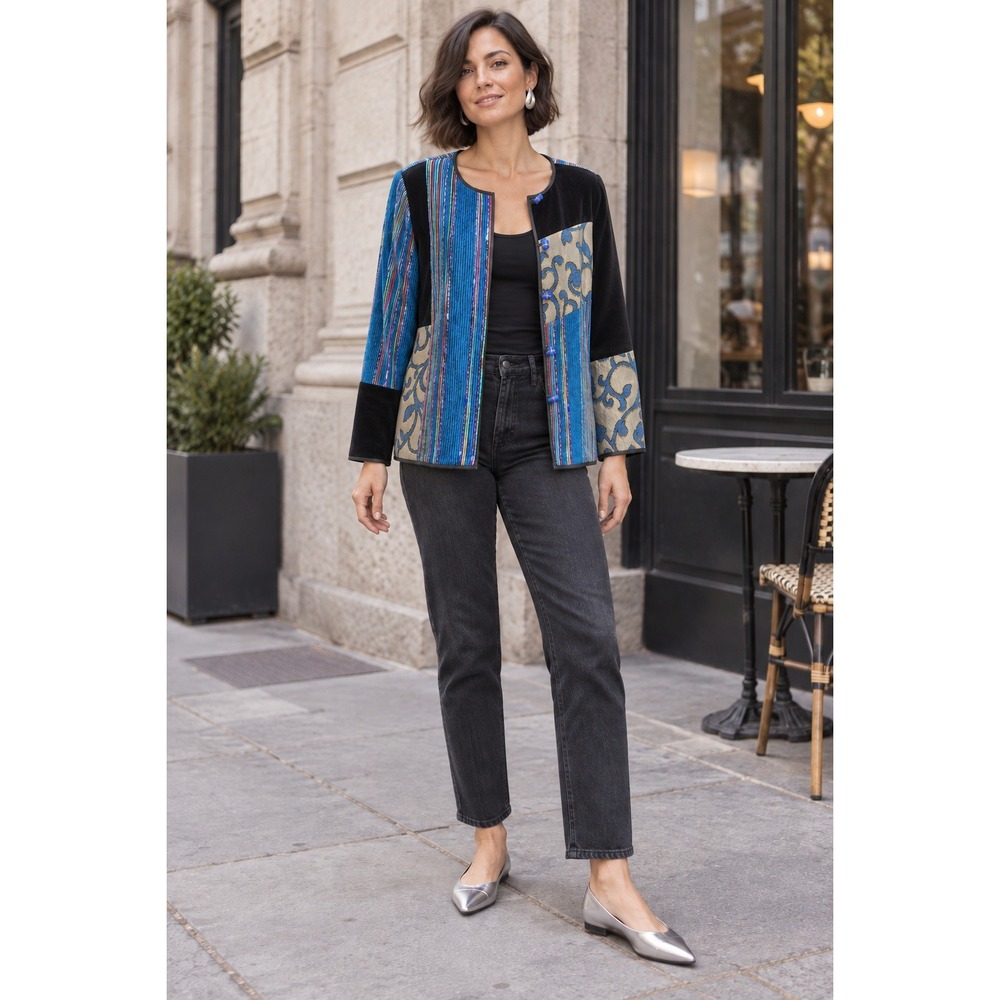 Julia Kin Jacket Patchwork Velvet Brocade Small Art Boho Eclectic Baroque